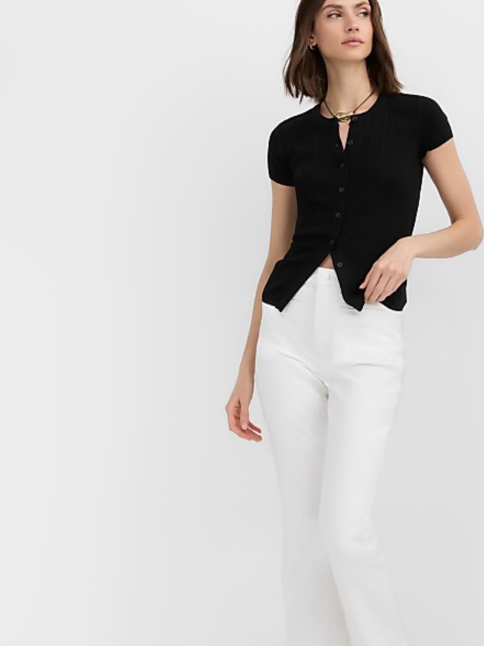 LOFT White Cotton Waistband Detail